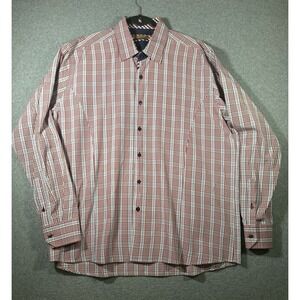 ENZO Tovari Italy Men's Red Blue Plaid Long Sleeve Button Up Shirt Size XL